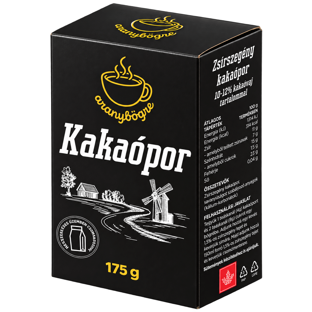 Aranybögre zsírszegény kakaópor 175 g